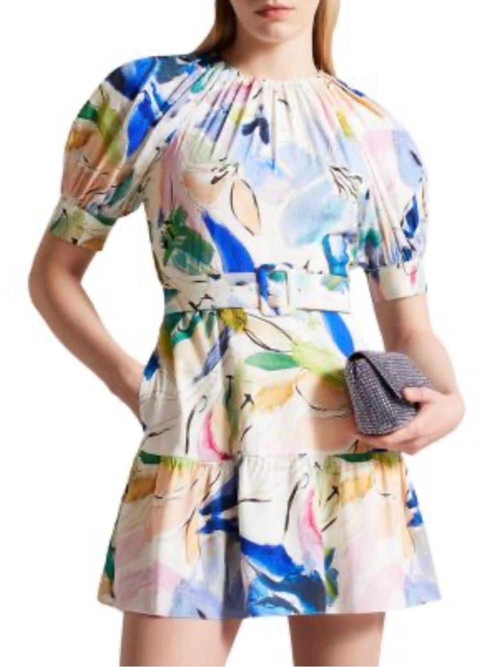 Ted Baker Multicolor Floral Print Mini Dress, L